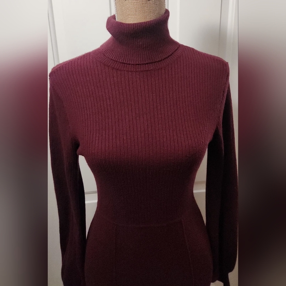 NY & Co. Eva Mendes Burgundy Sweater Dress with Dolman Sleeves Size S - Picture 3 of 8